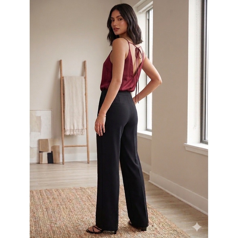 Abercrombie & Fitch Women's L NWT Burgundy Satin High Neck Tie Back Bodysuit